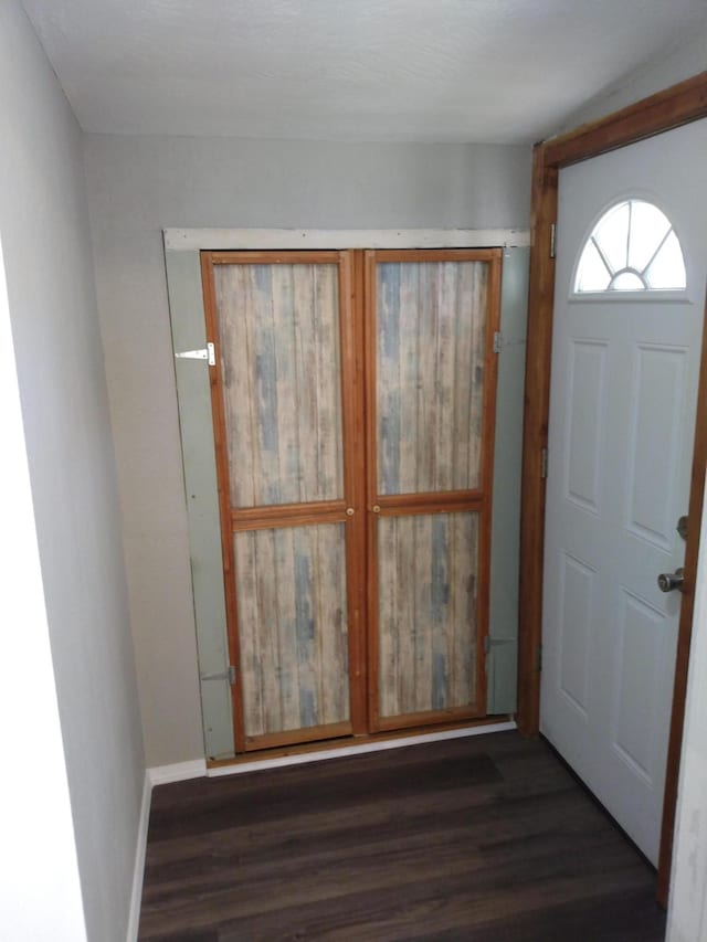 entrance foyer with baseboards and wood finished floors