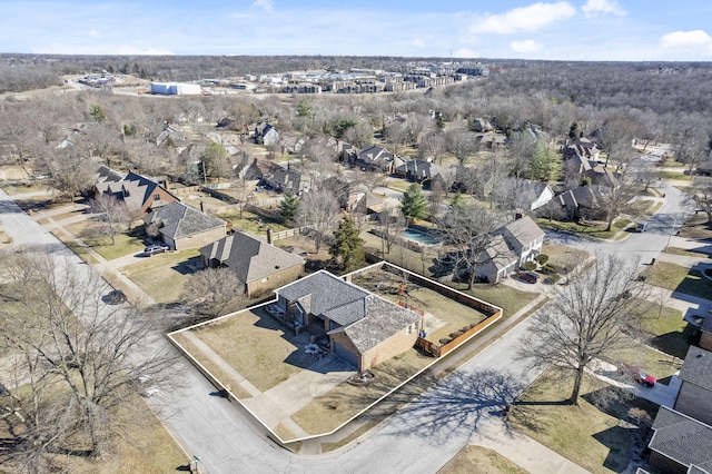 drone / aerial view with a residential view