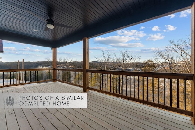 deck featuring a ceiling fan