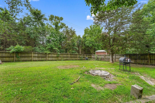 view of yard featuring a fenced backyard