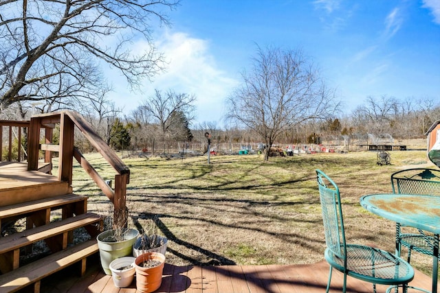 view of yard featuring a deck