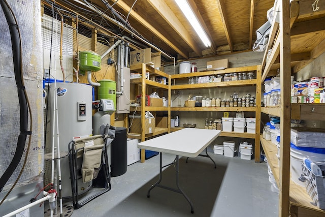 storage room with water heater