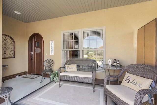 interior space with a porch