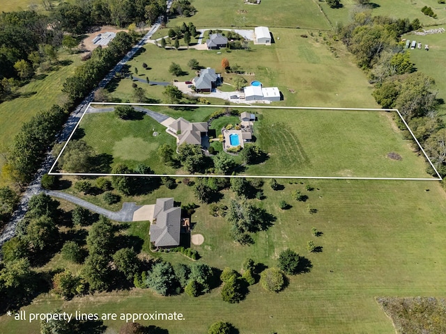 drone / aerial view featuring a rural view