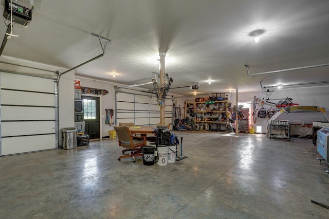 garage with a garage door opener