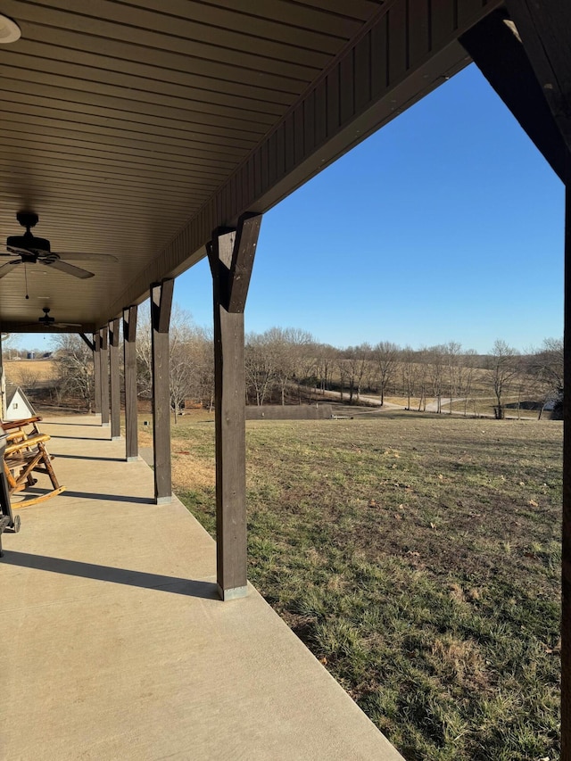 view of patio / terrace featuring a ceiling fan