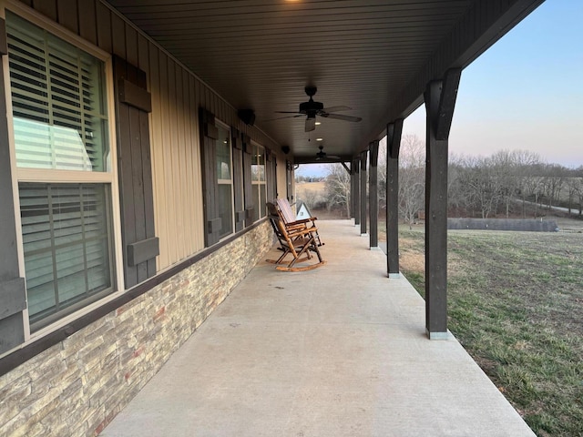 view of patio / terrace with ceiling fan