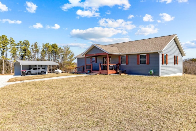 15221 Cleveland Rd, Houston, MO 65483 - view of front facade featuring a front lawn and a detached carport