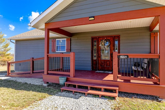 15221 Cleveland Rd, Houston, MO 65483 - property entrance with covered porch and a shingled roof