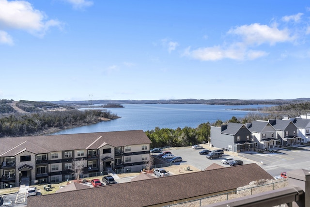 view of water feature with a residential view