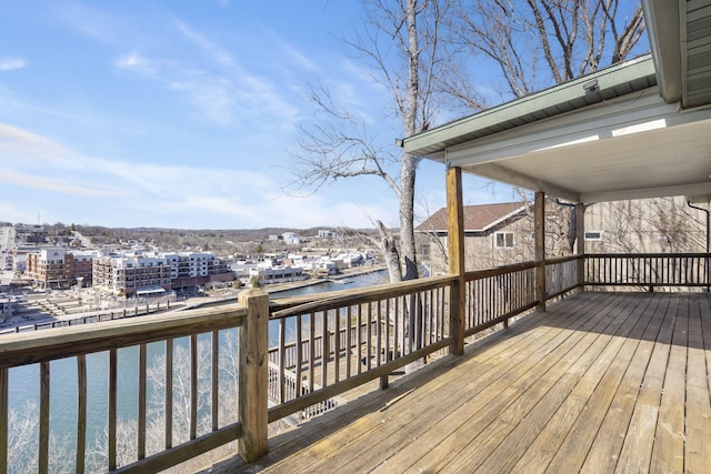 deck with a water view