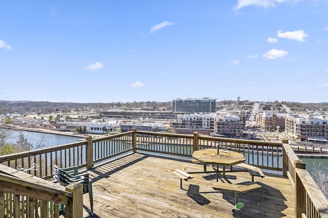 deck with a water view