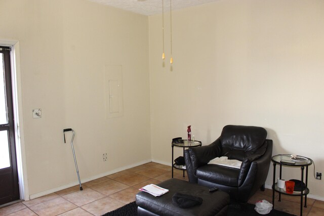810 W College St, Springfield, MO 65806 - sitting room featuring electric panel, baseboards, and light tile patterned floors