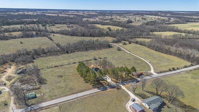 aerial view featuring a rural view