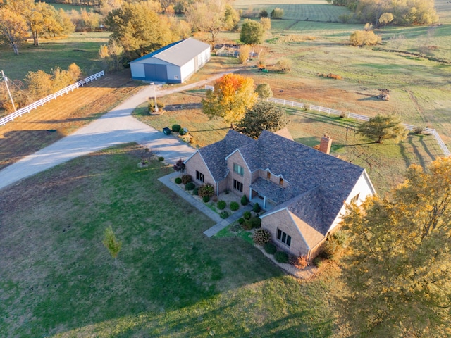 aerial view featuring a rural view