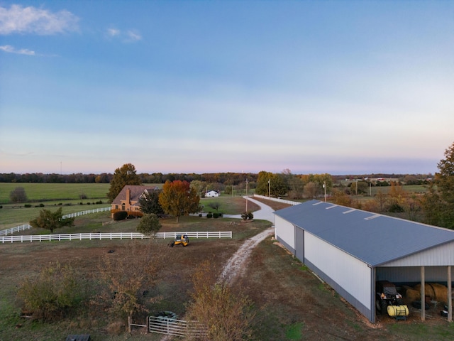 aerial view with a rural view