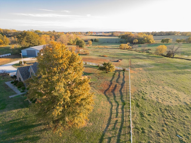 aerial view featuring a rural view