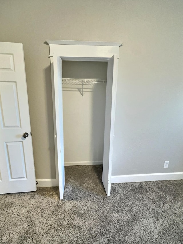 unfurnished bedroom with carpet floors, baseboards, and a closet