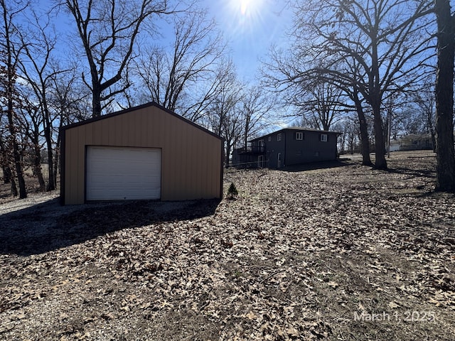 view of detached garage