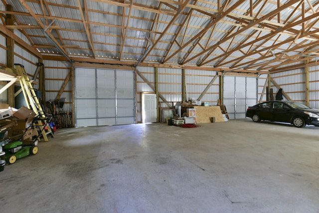 garage featuring metal wall