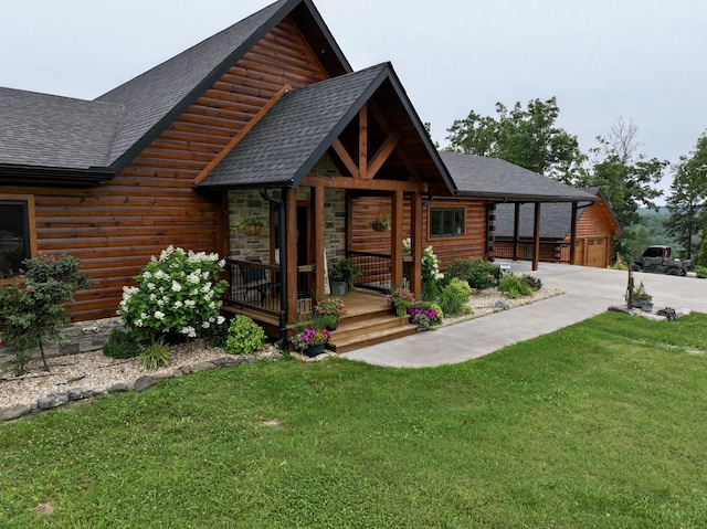 50 Parkview Ln, Van Buren, MO 63965 - log home featuring a shingled roof and a front yard