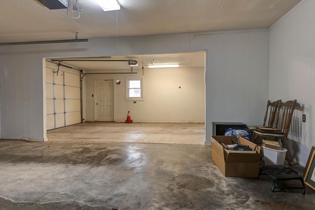 garage with a garage door opener