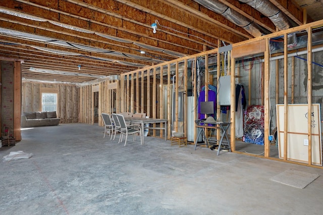 basement with water heater