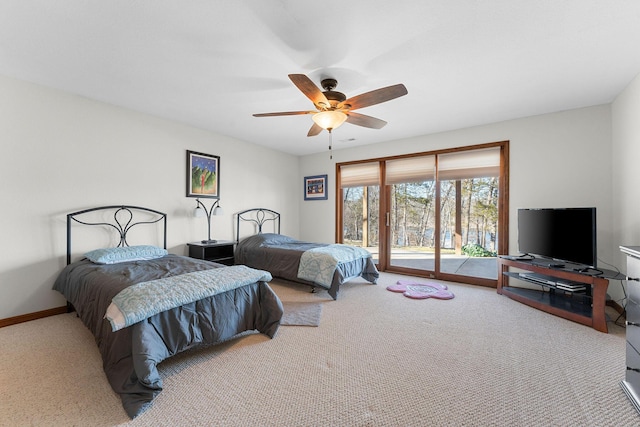 230 Temple Ln, Shell Knob, MO 65747 - carpeted bedroom featuring ceiling fan, access to outside, and baseboards