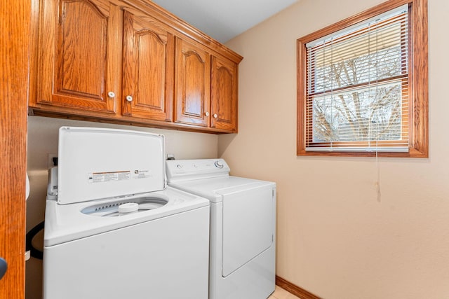 230 Temple Ln, Shell Knob, MO 65747 - laundry area with cabinet space, baseboards, and independent washer and dryer