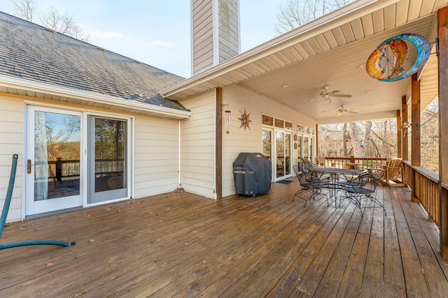 230 Temple Ln, Shell Knob, MO 65747 - deck with ceiling fan, area for grilling, and outdoor dining space