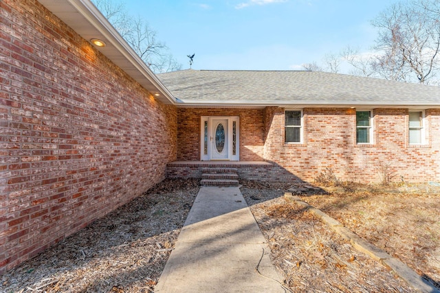 230 Temple Ln, Shell Knob, MO 65747 - entrance to property featuring brick siding and roof with shingles