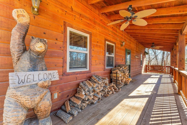 deck featuring ceiling fan