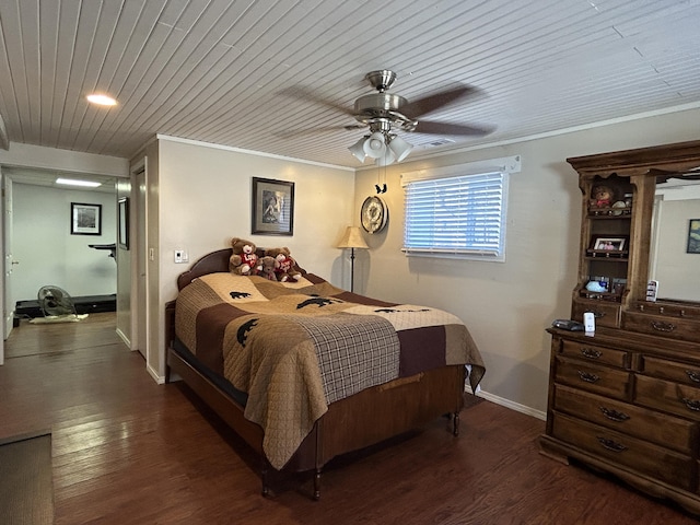 3894 Girlstown Rd, Mountain Grove, MO 65711 - bedroom featuring wood finished floors, crown molding, wood ceiling, recessed lighting, and baseboards