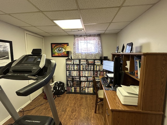 3894 Girlstown Rd, Mountain Grove, MO 65711 - workout room with a drop ceiling and wood finished floors
