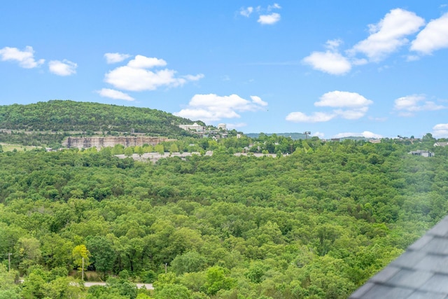 mountain view featuring a view of trees