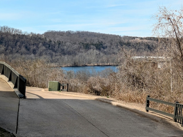 water view featuring a wooded view