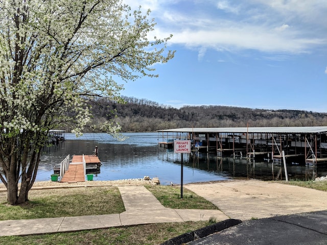 dock area featuring a water view