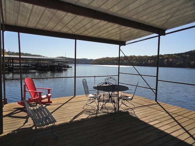 view of dock featuring a water view