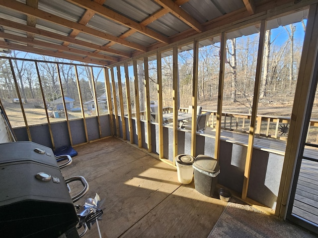 view of unfurnished sunroom