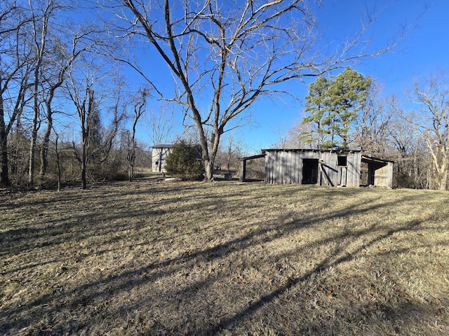 view of yard featuring an outbuilding