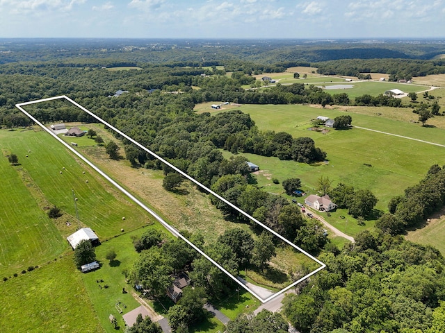 drone / aerial view featuring a rural view