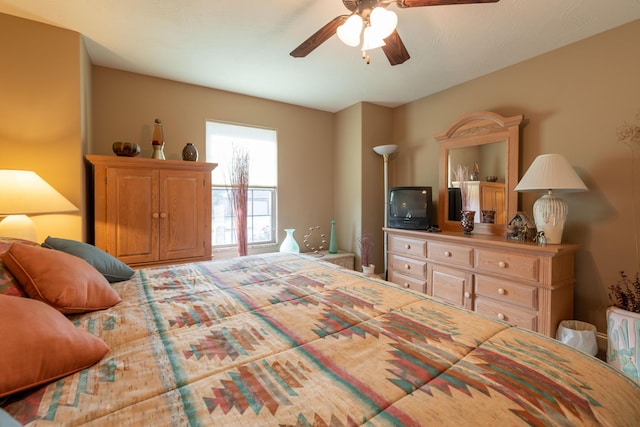 bedroom featuring ceiling fan