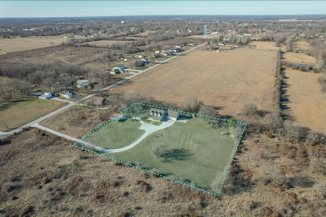 bird's eye view with a rural view