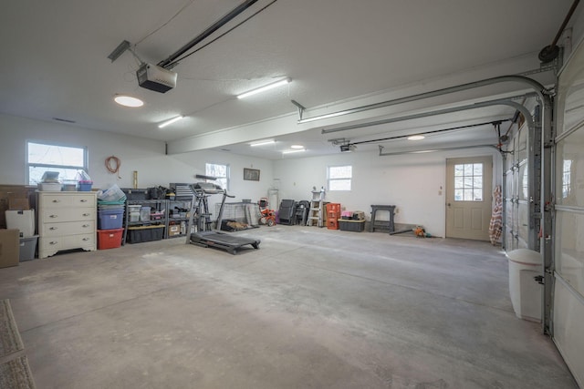 garage with a garage door opener