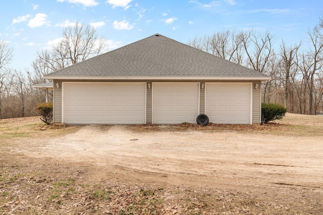 view of detached garage