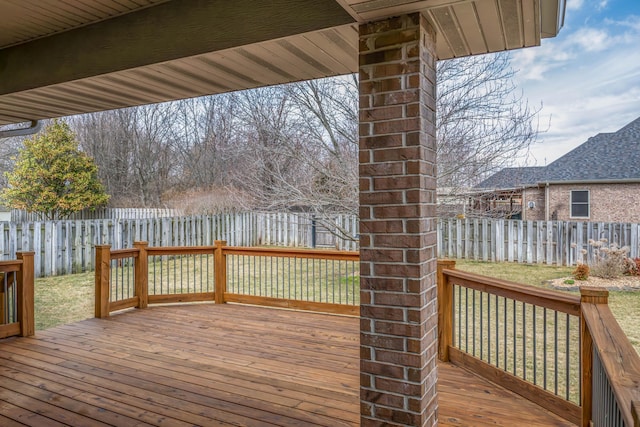 deck featuring a fenced backyard