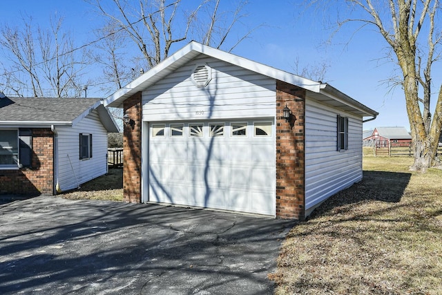 view of detached garage