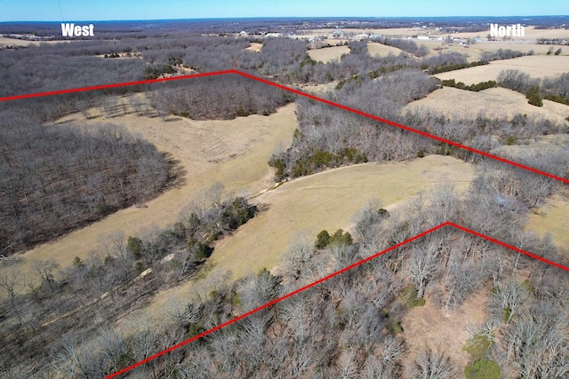 birds eye view of property with a rural view