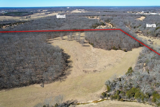 aerial view featuring a rural view