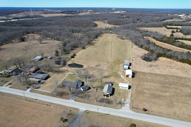 aerial view featuring a rural view